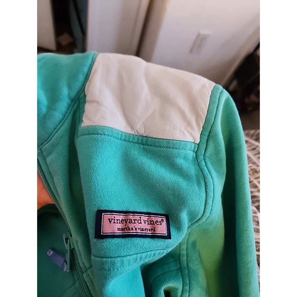 Vineyard Vines Shep Shirt S‎ Small Teal With Gray panel Performance Pullover - Picture 8 of 11